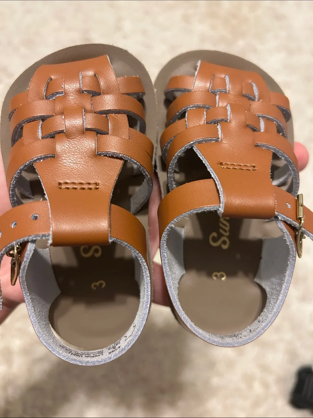 Sun-San Toddler Classic Brown Leather Fisherman Sandal